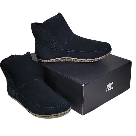 Sorel Nakiska Black Suede Ankle Bootie Womens Size 10 NEW - Picture 1 of 13